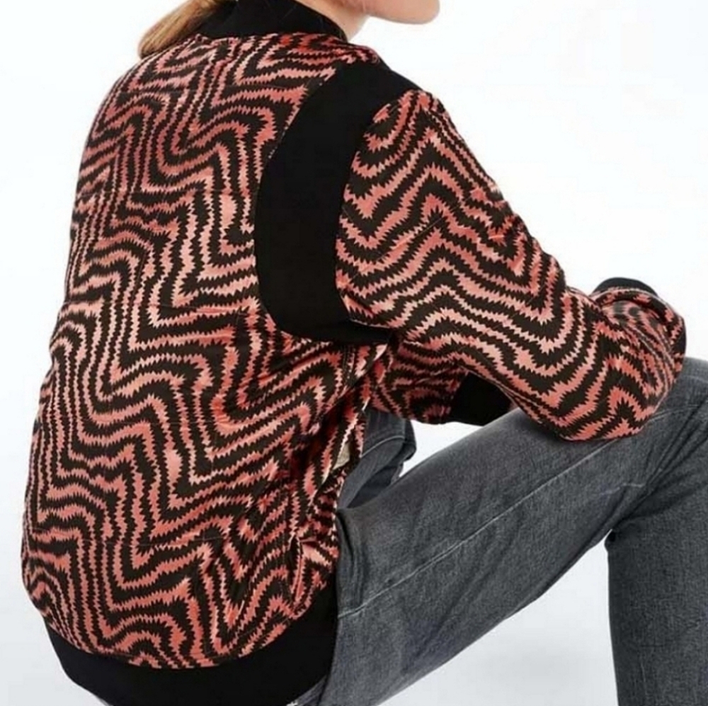 Anthropologie Scotch & Soda Metallic Pink and Black Bomber Jacket size XS - Picture 2 of 11